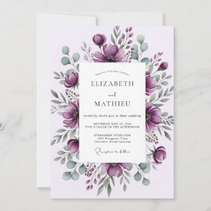 Plum Moody Winter Wedding Invitation