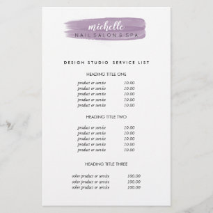 Plum Nail Polish Brush  Salon Pricing & Services Flyer