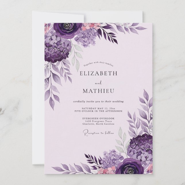 Plum Noble Spring Wedding Invitation (Front)
