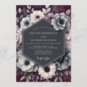 Plum Nocturnal Anemone Wedding Invitation