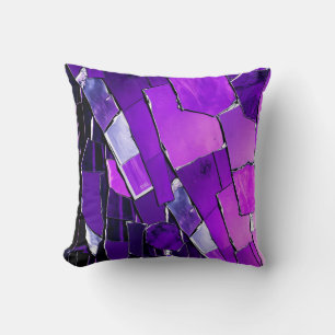 Plum Noir Glitch Glam Metallic Texture Cushion