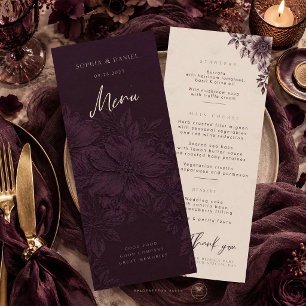 Plum Noir Moody Floral Wedding  Menu