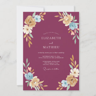 Plum Ochre Painted Wedding Invitation
