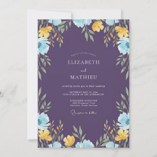 Plum Ochre Petal Wedding Invitation