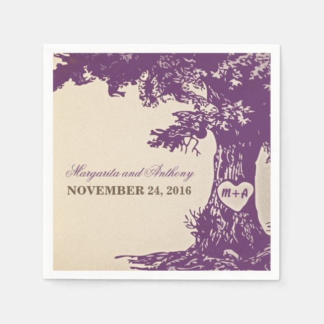 plum old oak tree vintage paper napkins (Front)