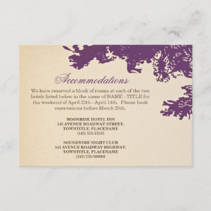 plum old tree vintage wedding accomodation design enclosure card