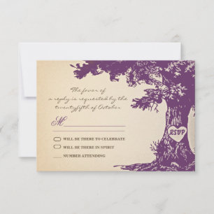 plum old tree vintage wedding rsvp design card
