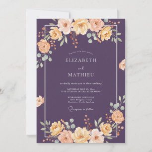 Plum Opulent Autumnal Wedding Invitation