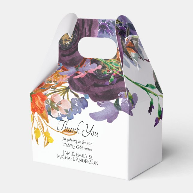 Plum Orange Floral Personalised Small Favour Box (Front Side)