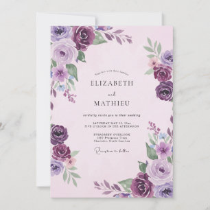 Plum Orchid Bloom Wedding Invitation