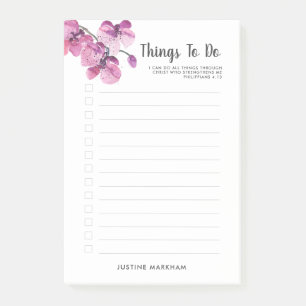 Plum Orchid Scripture Personalised To Do List Post-it Notes