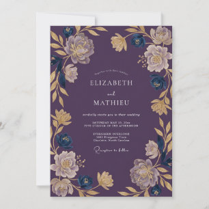 Plum Painted Vine Wedding Invitation