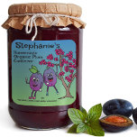 Plum Pals Funny Cartoon Preserves Tart and More Square Sticker<br><div class="desc">Great for home canners or Farmstands. Super fun plum pals,  great for any plum product - use for jams,  preserves,  pies,  dried fruits and more. All text customisable.</div>