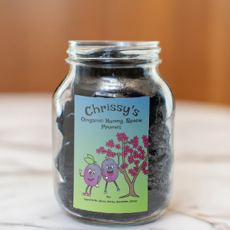 Plum Pals Funny Cartoon Prune Preserves and More Food Label