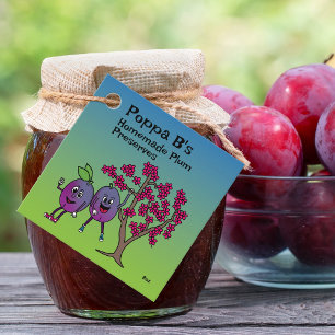 Plum Pals Funny Cartoon Wine Jelly and More Favour Tags