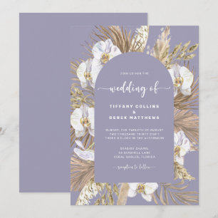 Plum Pampas Grass Arch Wedding Invitation