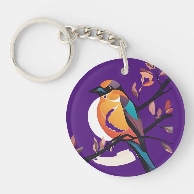 Plum Parrot Dangler Key Ring (Front)