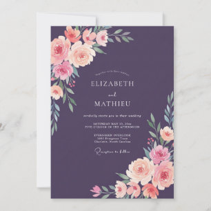 Plum Peach Peony Wedding Invitation