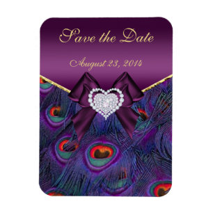 Plum Peacock Save the Date Magnet