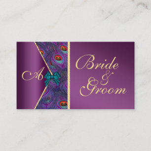 Plum Peacock Wedding Bridal Business Card