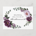 Plum Peonies Bridesmaid Proposal Card<br><div class="desc">Pop the question with this lovely card! Easily edit the name and the message on the back - then add to cart!

See the entire Plum Peonies collection for more matching items!</div>