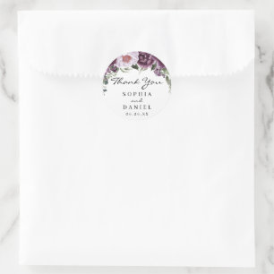 Plum Peonies Wedding Favour Sticker