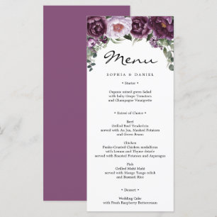 Plum Peonies Wedding Menu Bridal Shower Menu