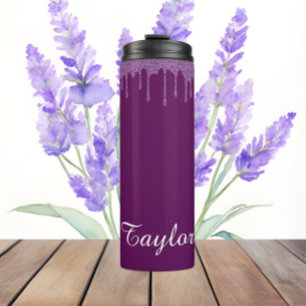 Plum Perfection Glitter - Name Thermal Tumbler