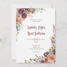 Plum Petals Wedding Invitation