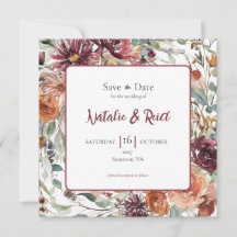 Plum Petals Wedding Save the Date Card