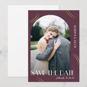 Plum Photo Big Typography Wedding Save The Date