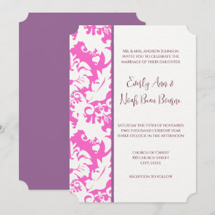 Plum & Pink Damask Wedding Invitations