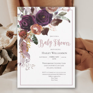 Plum, Pink, Purple Floral String Light Baby Shower Invitation