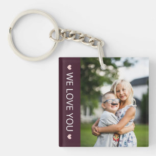 Plum & Pink We Love You Photo Key Ring