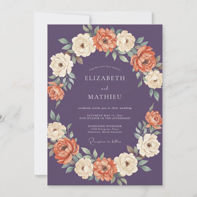 Plum Polished Autumnal Wedding Invitation (Front)