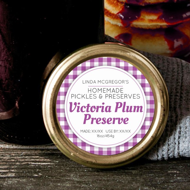 Plum preserve purple round  jam jar food label (Creator Uploaded)