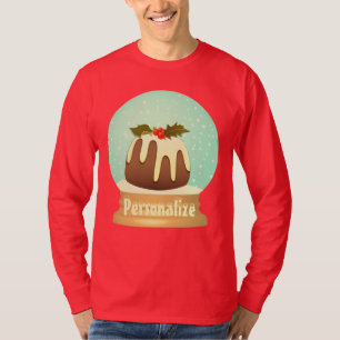 Plum pudding snow globe winter cake red green T-Shirt