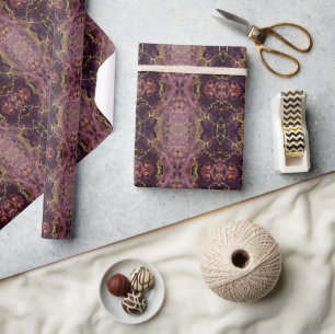 Plum Purple And Gold Marble  Wrapping Paper