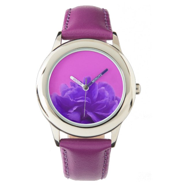 Plum Purple and Raspberry Floral Watch (Front)