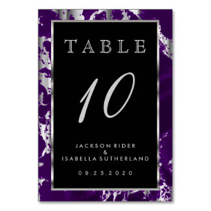 Plum Purple and Silver Marble - Table Number