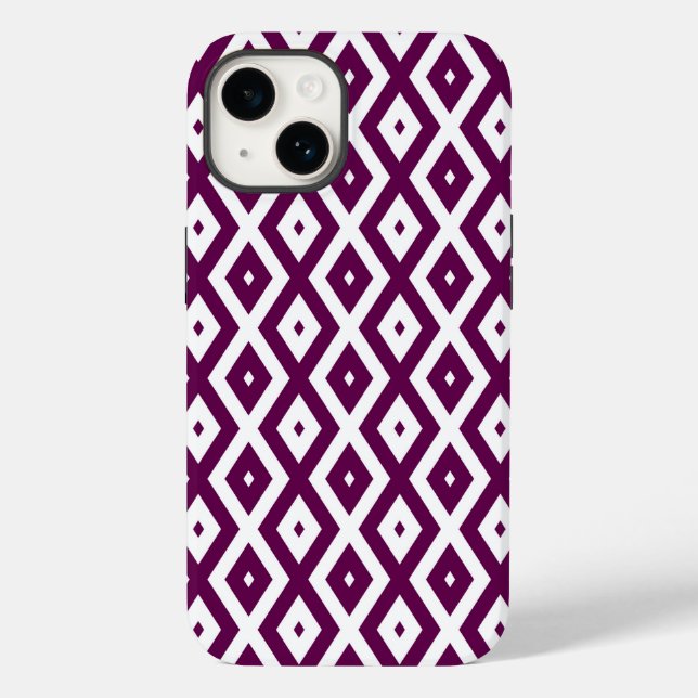 Plum purple and white diamond pattern Case-Mate iPhone case (Back)
