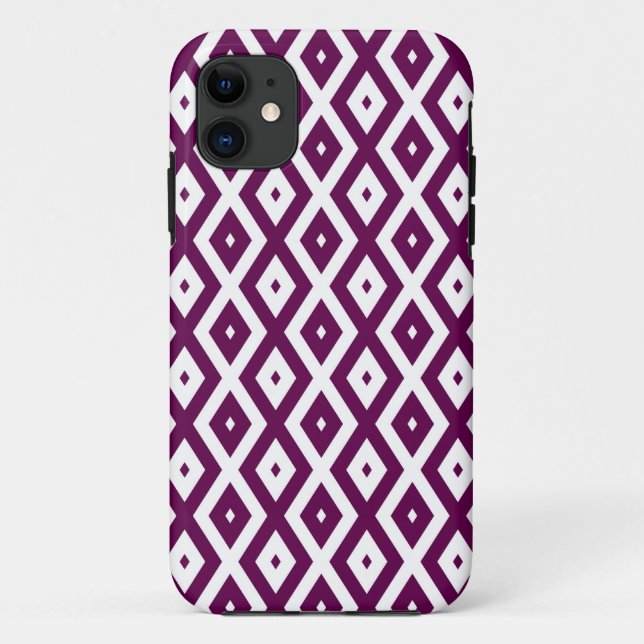 Plum purple and white diamond pattern Case-Mate iPhone case (Back)