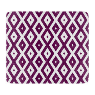 Plum purple and white diamond pattern cutting board