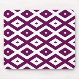 Plum purple and white diamond pattern mouse mat