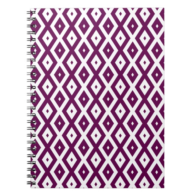 Plum purple and white diamond pattern notebook (Front)