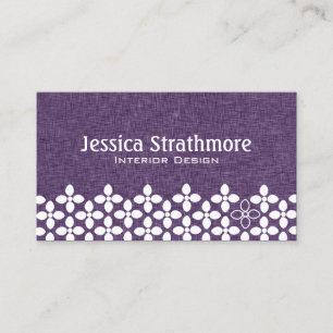 Plum Purple and White Modern Flower Business Card