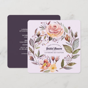 Plum Purple Autumn Floral Bridal Shower Invitation