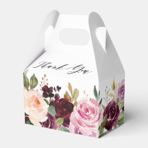 Plum Purple Blush Pink Botanical Floral Wedding Favour Box