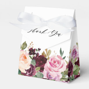 Plum Purple Blush Pink Botanical Floral Wedding Favour Box