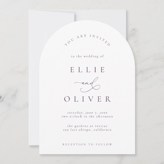 Plum Purple Boho Arch Modern Wedding I Invitation (Front)